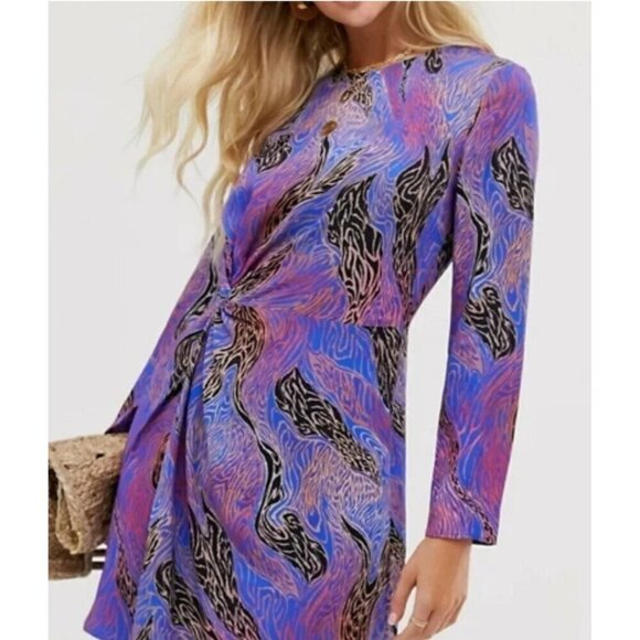 Paris Atelier And Other Stories size 2 twist knot dress abstract print - Picture 13 of 14